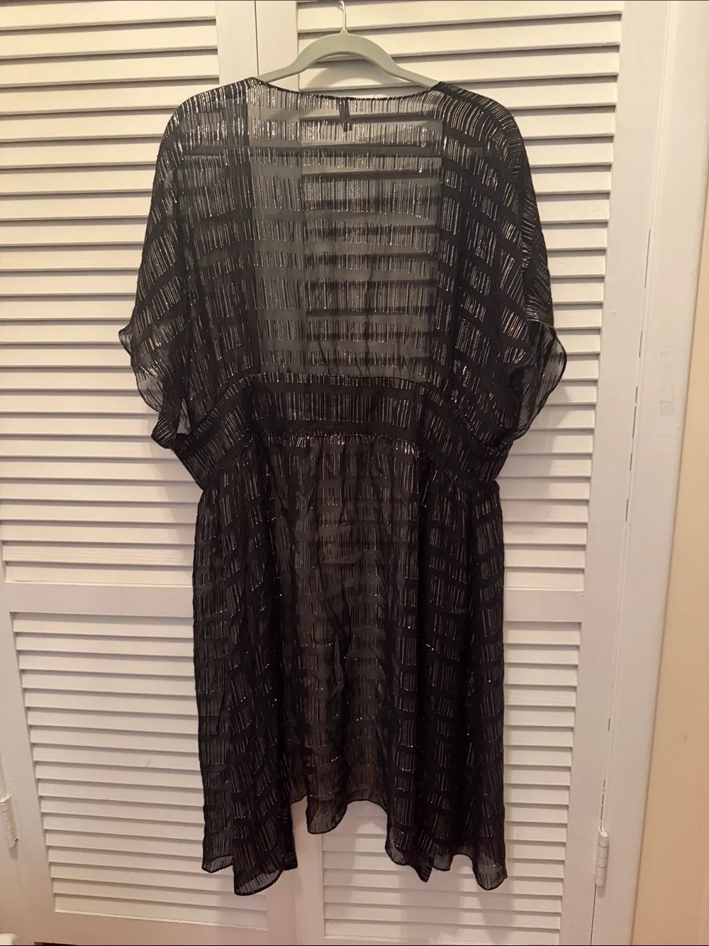 Gottex Sheer S himmer Black Tie-Front silk Cover-Up Dress L